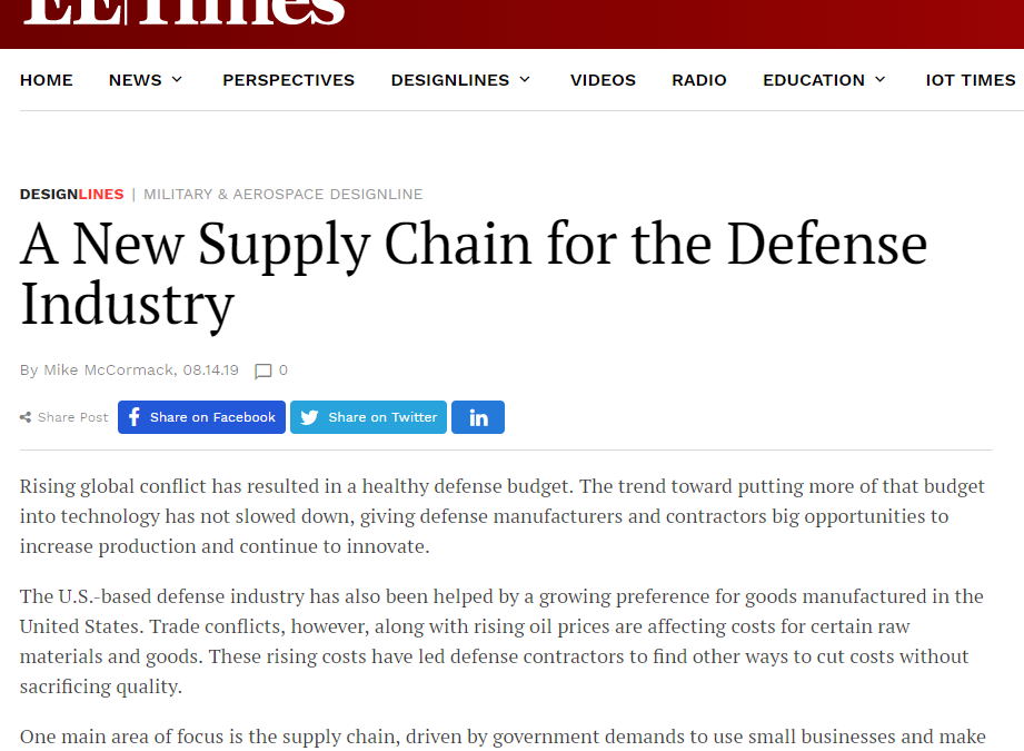 A New Supply Chain for the Defense Industry